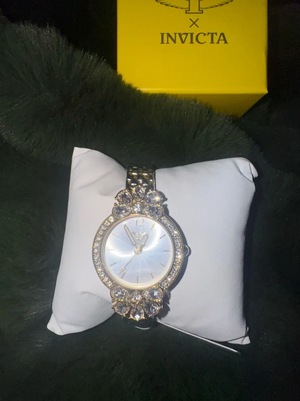 Invicta Two-Tone Gold and Silver Crystal Flower Accent Women's Watch